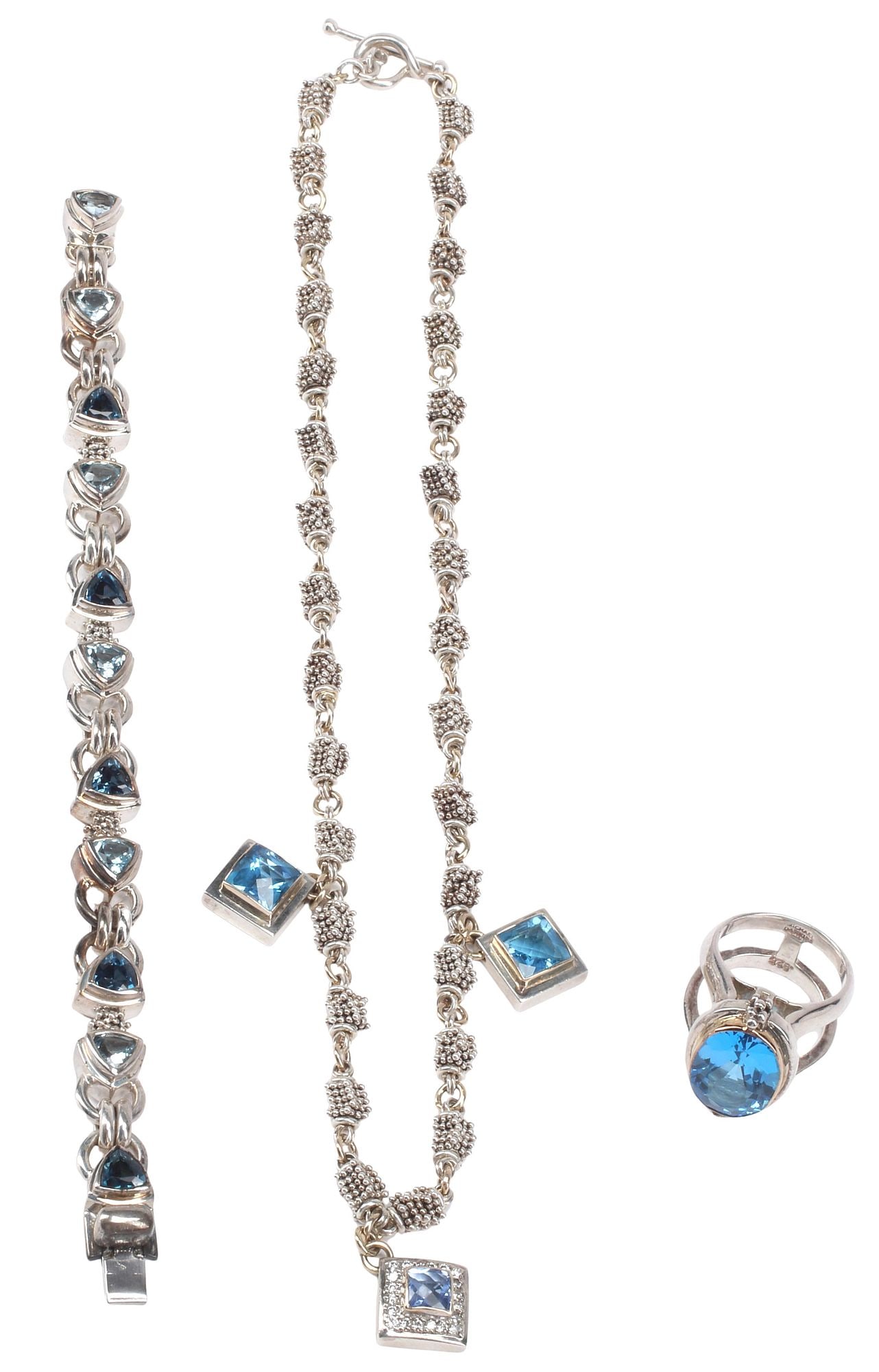 (3) MICHAEL DAWKINS STERLING, DIAMOND & BLUE TOPAZ JEWELRY SUITE (1 of 6)