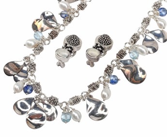 (3) MICHAEL DAWKINS DESIGNER STERLING, GEMSTONE & PEARL JEWELRY SUITE