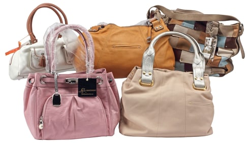 (5) ESTATE DESIGNER LEATHER HANDBAGS, B. MACKOWSKY & LOVECAT