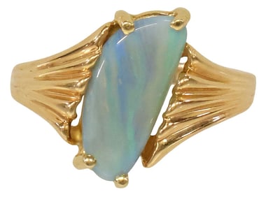 ESTATE STULLER 14KT YELLOW GOLD & BOULDER OPAL SCULPTURAL RING