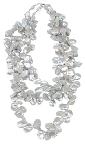 ESTATE KESHI PEARL & GOLD WIRE MULTISTRAND BEADED NECKLACE