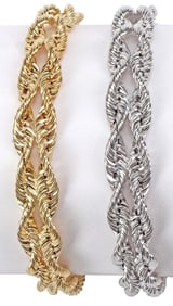(2) ESTATE MICHAEL ANTHONY 14KT BICOLOR GOLD ROPE CHAIN BRACELETS