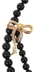 ESTATE 14KT GOLD & DIAMOND ENHANCER PENDANT ON ONYX NECKLACE