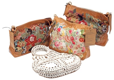 (4) ESTATE DESIGNER LEATHER HANDBAGS, PATRICIA NASH & CLEVER CARRIAGE CO WITH TAGS