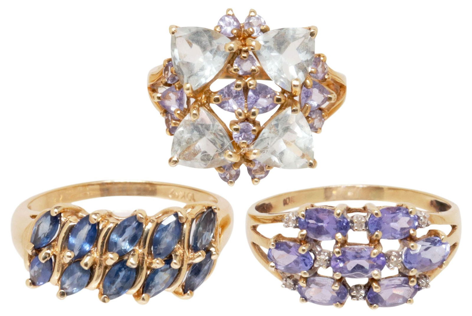 (3) ESTATE 10KT YELLOW GOLD & GEMSTONE RINGS (1 of 8)