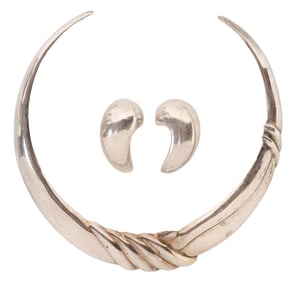 (2) ESTATE ITALIAN HOLLOW STERLING SILVER JEWELRY SUITE