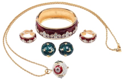 (4) ESTATE SWAROVSKY CRYSTAL ENAMELED JEWELRY SUITE