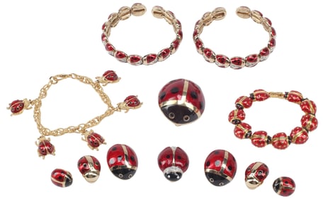 (12) COLLECTION OF ENAMELED LADYBUG COSTUME JEWELRY