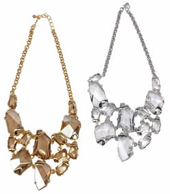 (2) KENNETH JAY LANE DESIGNER CRYSTAL BIB STATEMENT NECKLACES