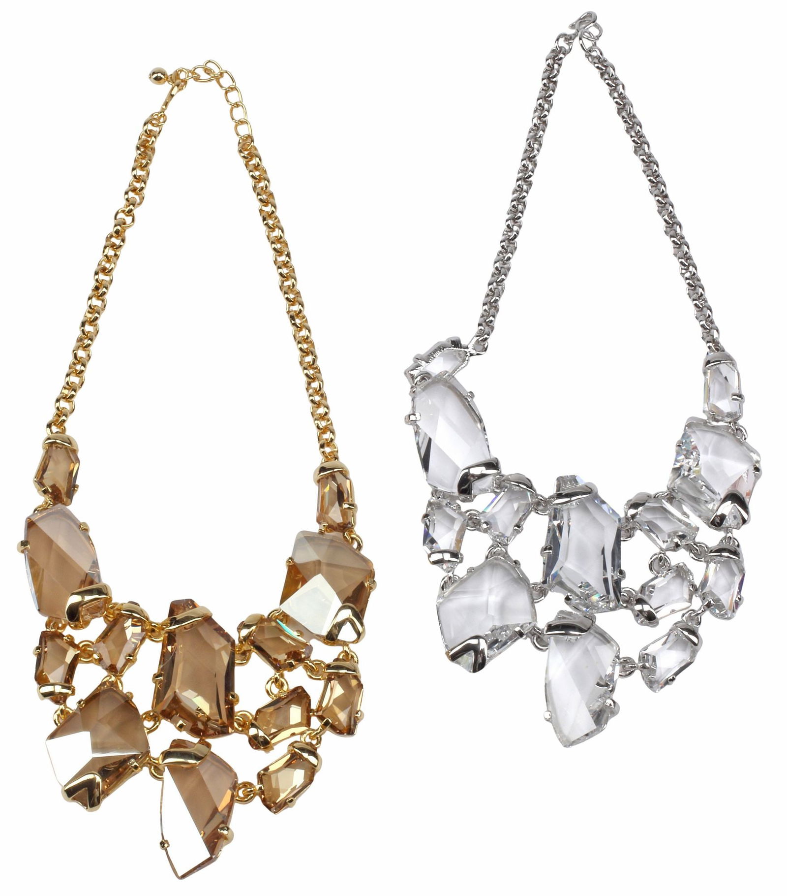 (2) KENNETH JAY LANE DESIGNER CRYSTAL BIB STATEMENT NECKLACES (1 of 4)