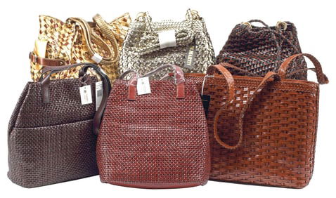 (6) ESTATE DESIGNER WOVEN LEATHER HANDBAGS