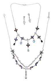 (3) ESTATE NICKY BUTLER STERLING & GEMSTONE NECKLACES & EARRINGS