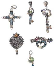 (6) BARBARA BIXBY DESIGNER STERLING SILVER & GEMSTONE PENDANTS