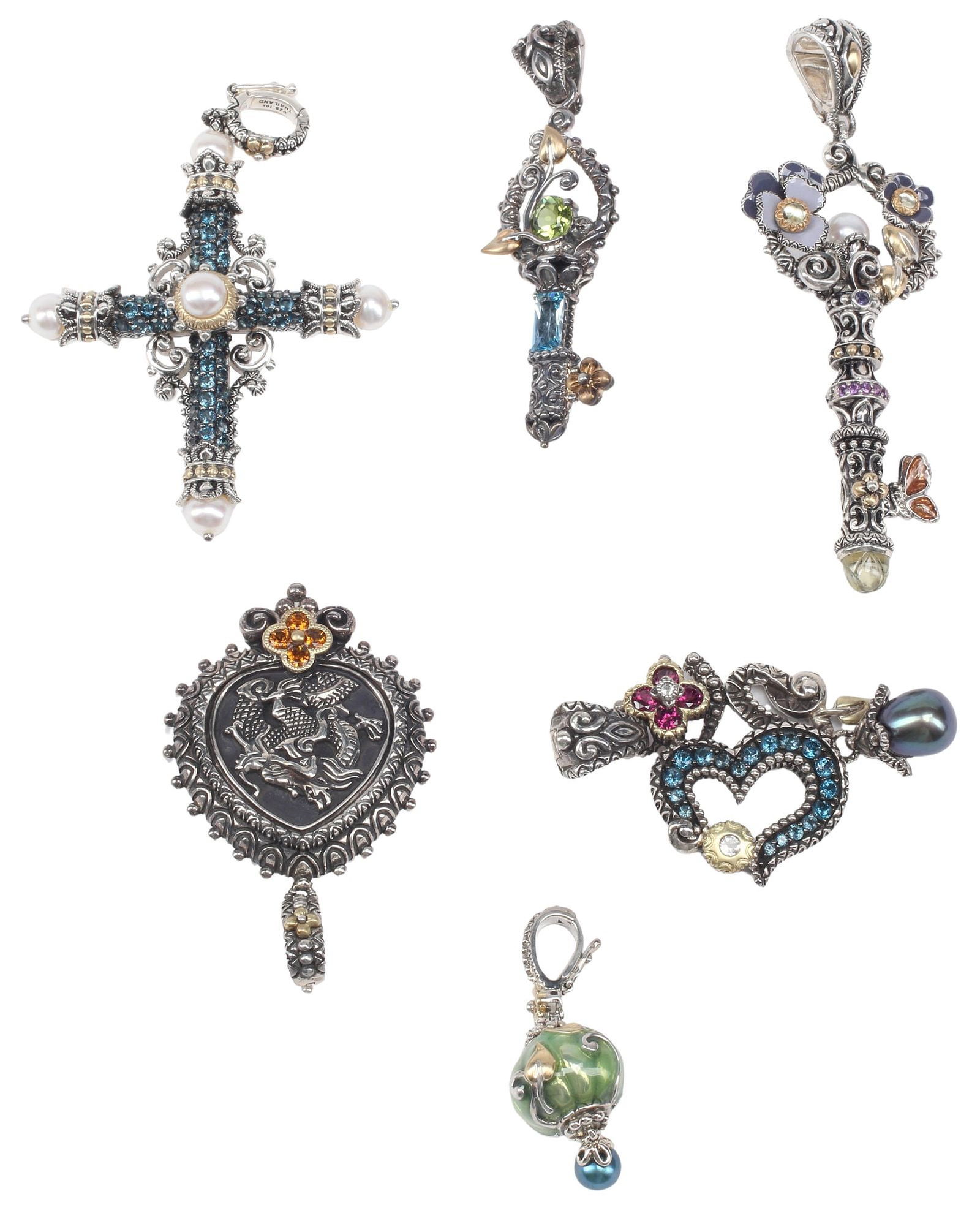 (6) BARBARA BIXBY DESIGNER STERLING SILVER & GEMSTONE PENDANTS (1 of 5)