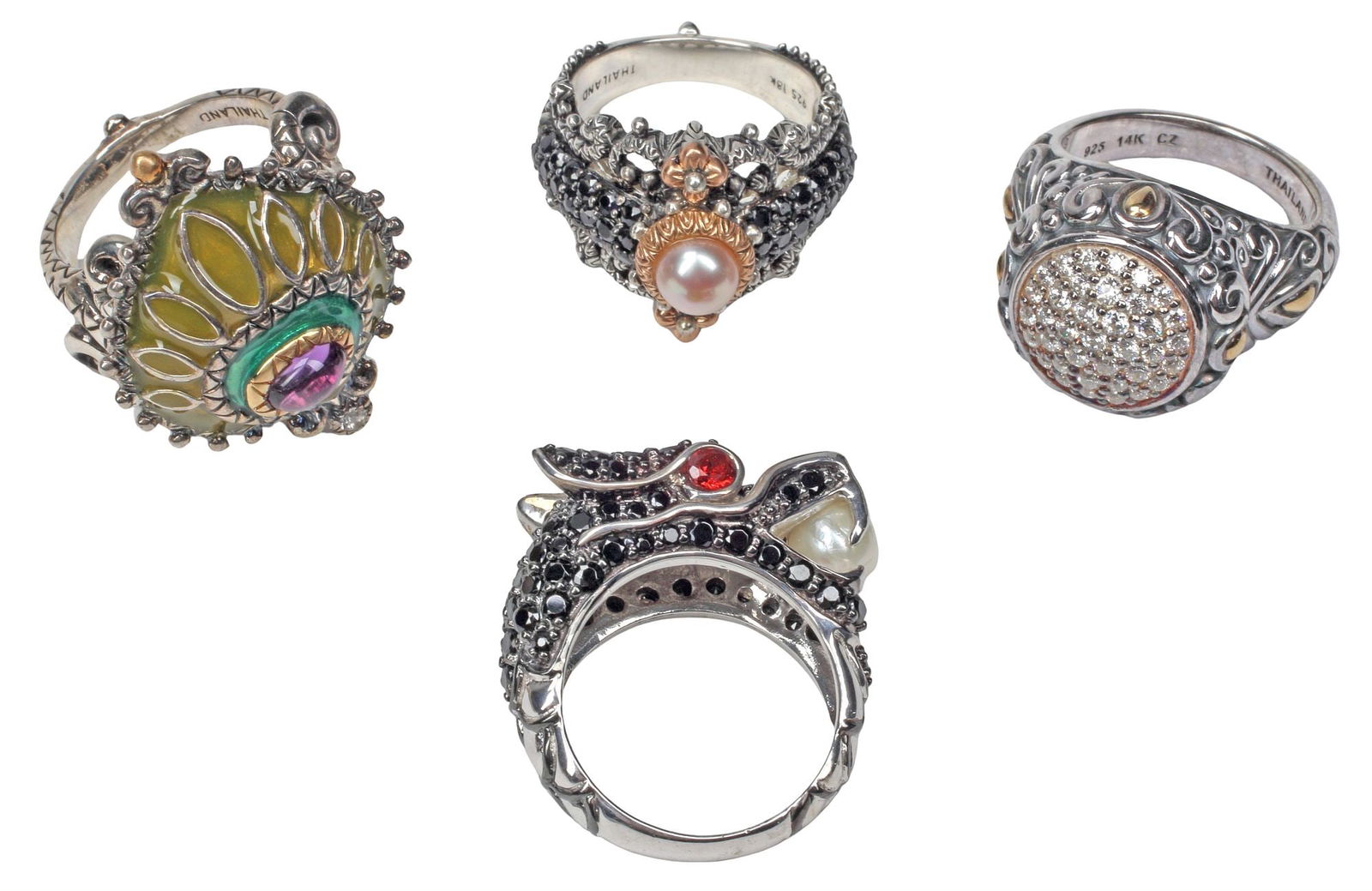 (4) ESTATE COSTUME JEWELRY RINGS, BARBARA BIXBY, JOHN HARDY & OTHER (1 of 6)