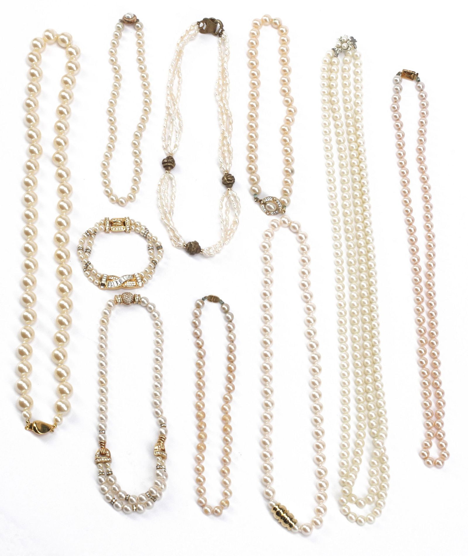 (10) VINTAGE ESTATE BEADED FAUX PEARL NECKLACES & BRACELET (1 of 6)