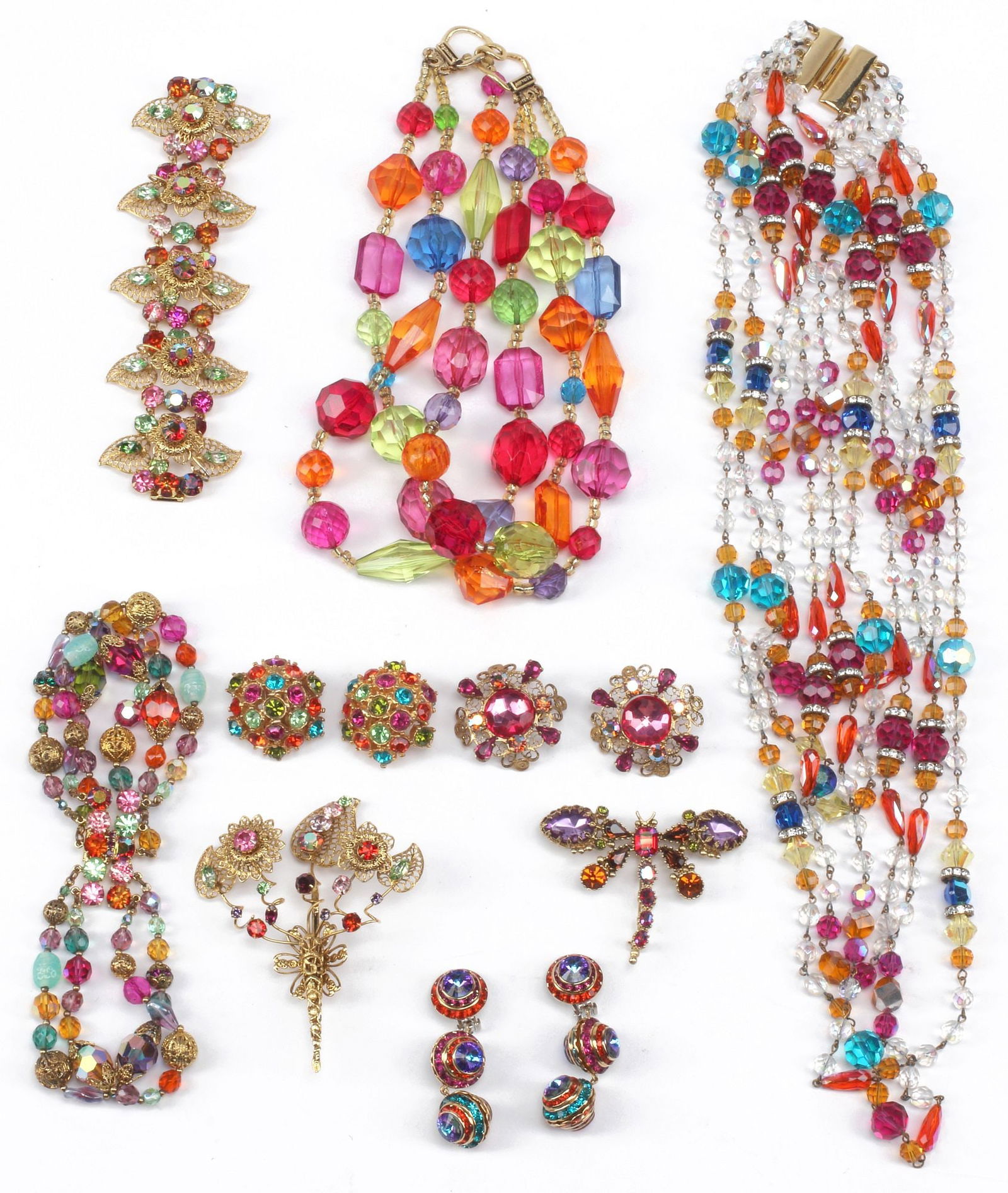 (9) COLLECTION OF RAINBOW CRYSTAL COSTUME JEWELRY (1 of 7)