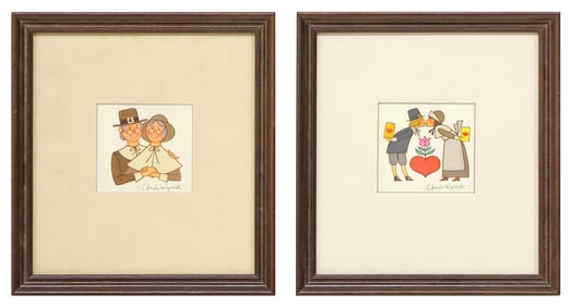 (2) CHARLES WYSOCKI (1928-2002) CALENDAR PAINTINGS, VALENTINES & GRANDPARENTS