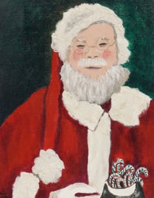 JUDY COPELAND (B.1943) ACRYLIC PAINTING, 'SANTA'
