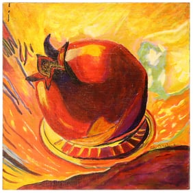 JUDY COPELAND (B.1943) ACRYLIC PAINTING, 'POMEGRANATE'