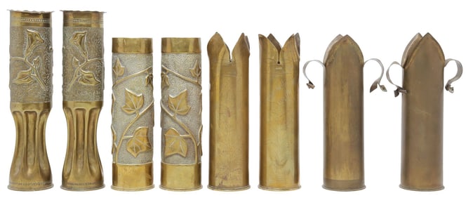 (8) FRENCH WWI-ERA TRENCH ART ARTILLERY SHELL VASES
