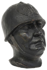 CAST IRON BUST OF BENITO MUSSOLINI