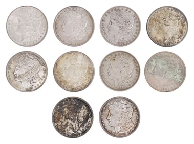 (10) U.S. MORGAN SILVER DOLLARS
