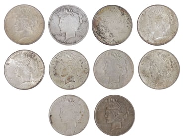 (10) U.S. PEACE SILVER DOLLARS