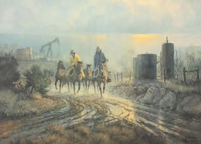 SIGNED G. HARVEY PRINT (TX, D.2017), 'TWENTIETH CENTURY RANCHING'