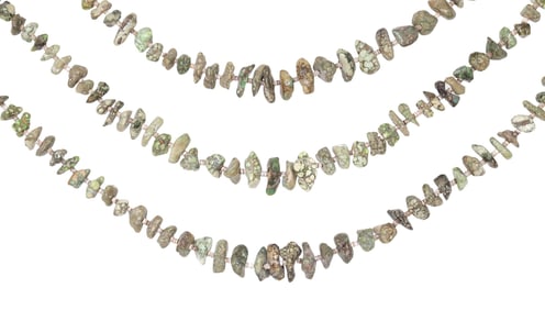 (3) NATIVE AMERICAN GREEN TURQUOISE NUGGET & HEISHI BEADED NECKLACES