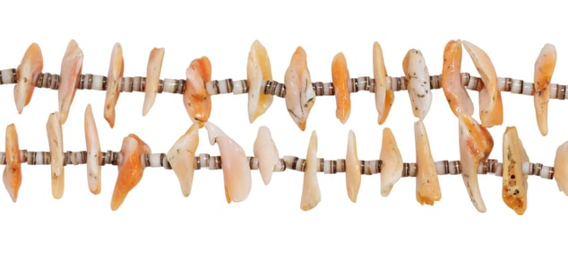 NATIVE AMERICAN SPINY OYSTER SHELL & HEISHI 2-STRAND BEADED NECKLACE