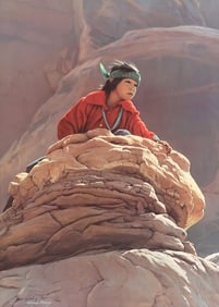 GEORGE MOLNAR (B.1953) NATIVE AMERICAN PRINT, 'THE SENTINEL'  70/150