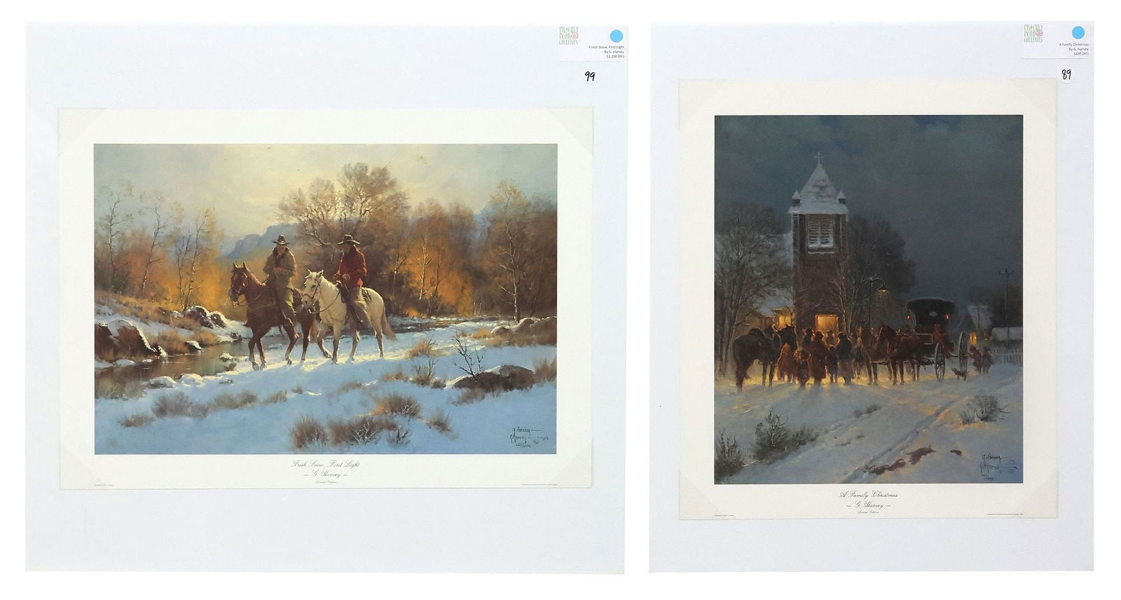 (2) SIGNED G. HARVEY (D.2017)  UNFRAMED LIMITED PRINTS, 'FRESH SNOW, 1ST LIGHT' & 'FAMILY CHRISTMAS' (1 of 8)