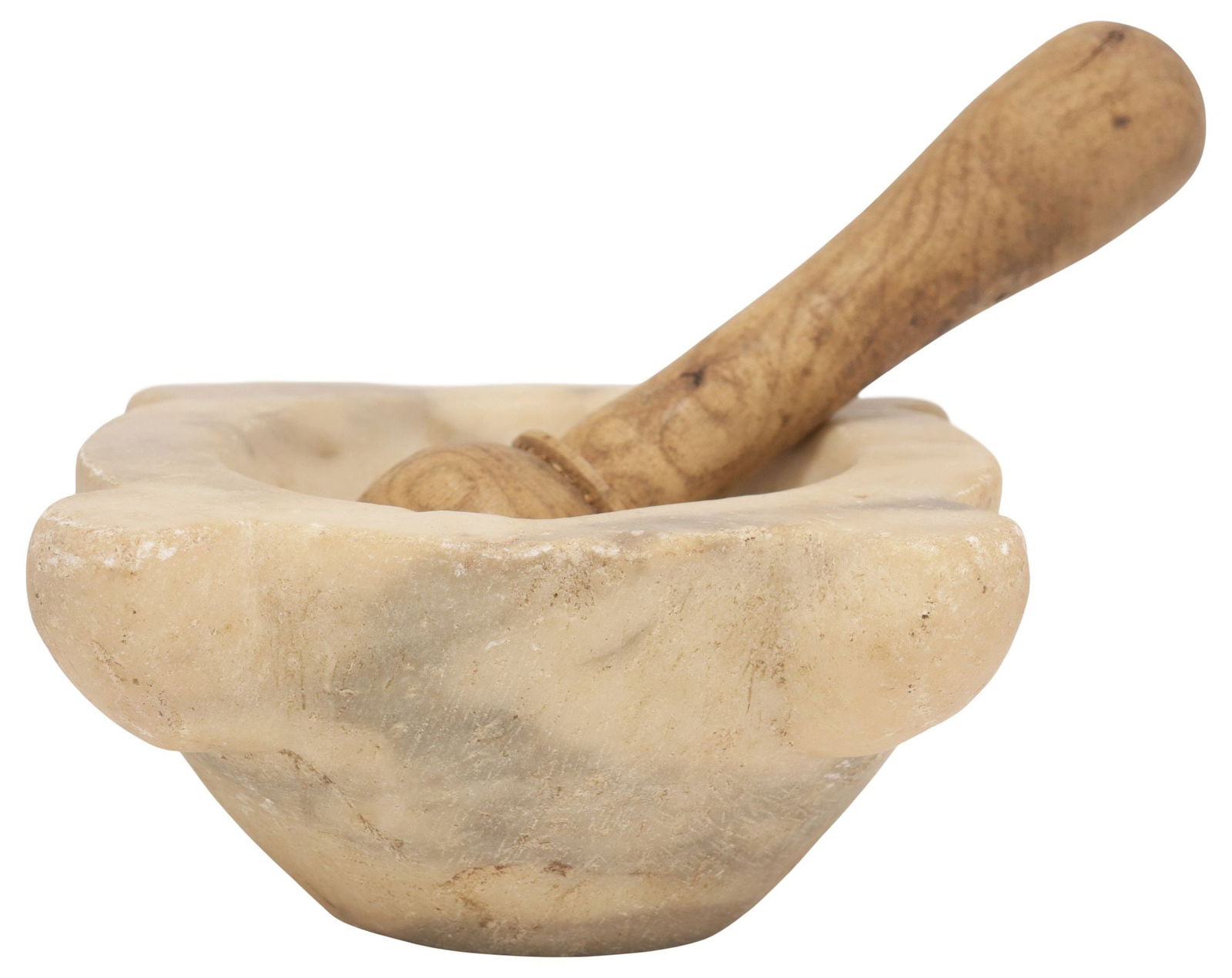 CARVED MARBLE MORTAR & TURNED WOOD PESTLE (1 of 3)