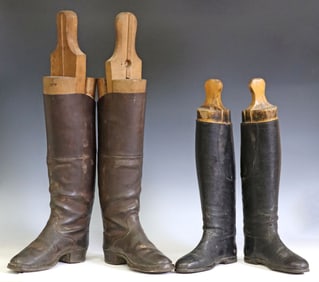 (4) ENGLISH BLACK LEATHER RIDING BOOTS WITH TREES
