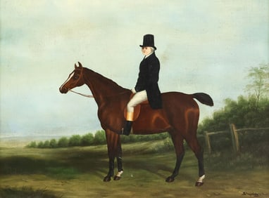 SIGNED SHIPLEY EQUESTRIAN PAINTING, HORSE AND RIDER