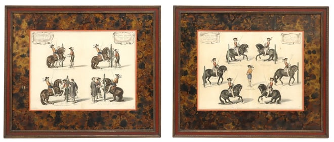 (2) AFTER WILLIAM CAVENDISH (1593-1676) EQUESTRIAN TRAINING ENGRAVINGS