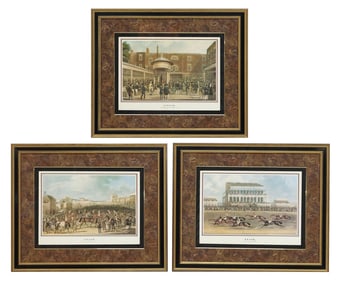 (3) AFTER JAMES POLLARD 'EPSOM RACES' LITHOGRAPHS