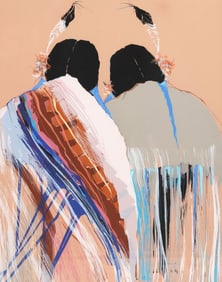 DOLONA ROBERTS (B.1936) NATIVE AMERICAN SERIGRAPH, 'ST. GERONIMO DAY'