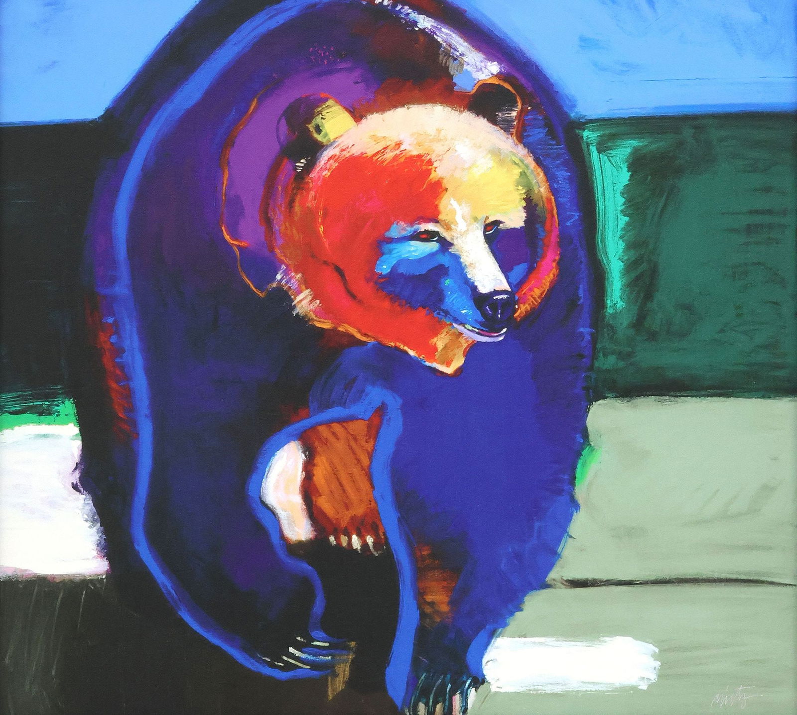 JOHN NIETO (TX, 1936-2018) GICLEE ON CANVAS, 'GRIZZLY POWER' (1 of 4)