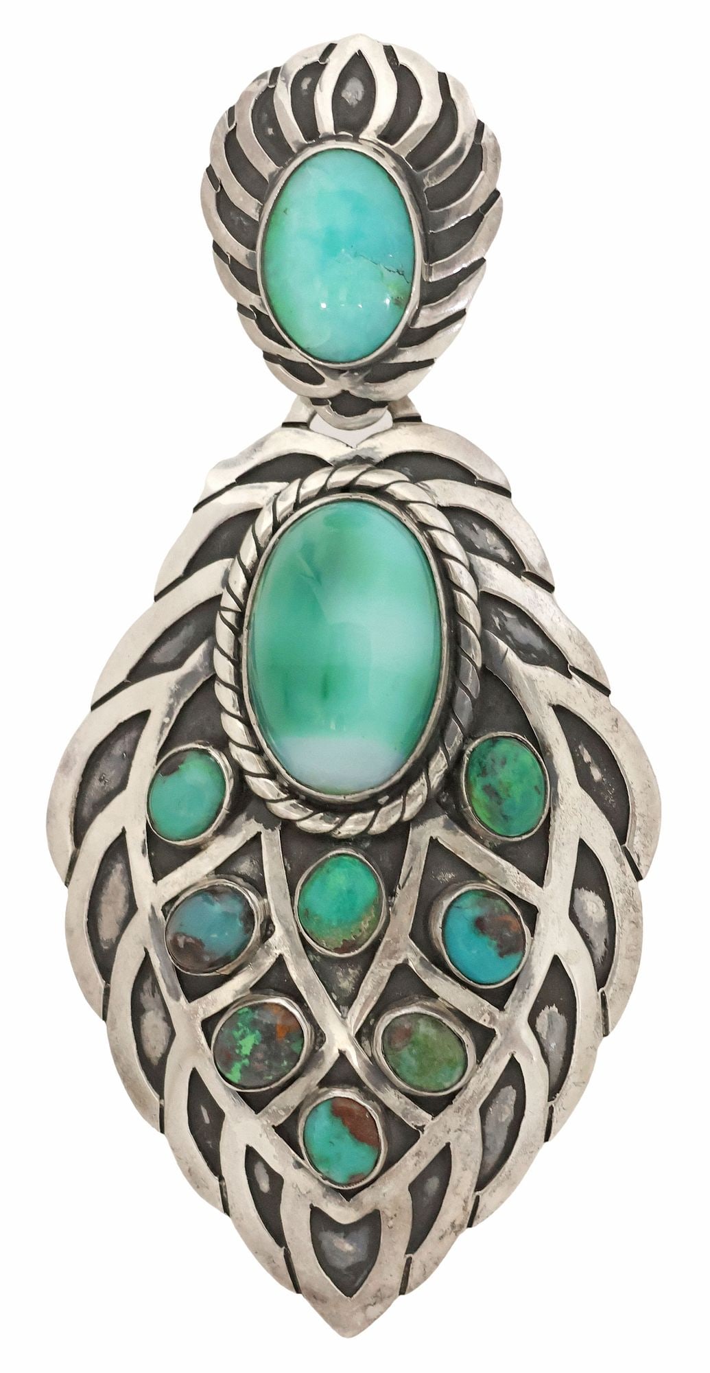 IMPRESSIVE MODERNIST MEXICO STERLING SILVER & STONE PENDANT / BROOCH ENSEMBLE (1 of 5)