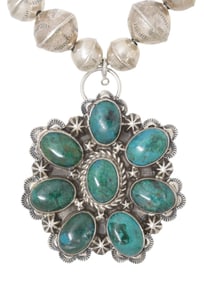 JASON LIVINGSTON NAVAJO TURQUOISE & SILVER PENDANT NECKLACE