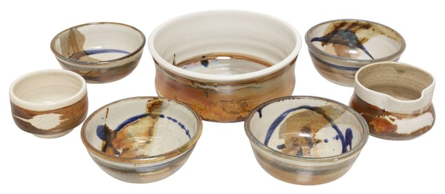 (7) ISHMAEL SOTO (TX, D.2017) GLAZED STUDIO POTTERY TABLEWARES