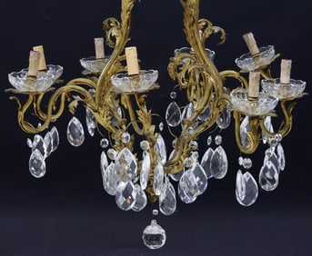 ITALIAN GILT-METAL & CRYSTAL 9-LIGHT CHANDELIER
