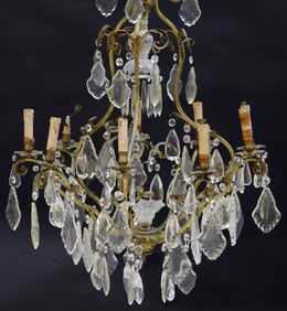 ITALIAN GILT-METAL & CRYSTAL 10-LIGHT CHANDELIER