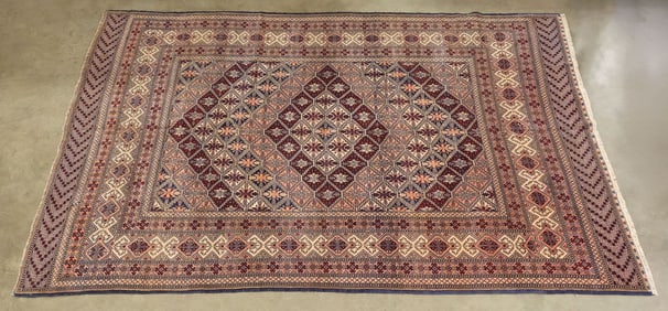ESTATE HAND-TIED AFGHAN RUG, 11'10" X 8'2"