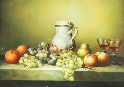 SIGNED TALBOT OIL PAINTING, STILL LIFE WITH FRUIT