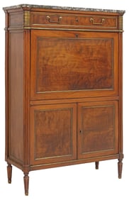 FRENCH LOUIS XVI STYLE MARBLE-TOP SECRETAIRE A ABBATANT
