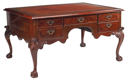 ENGLISH CHIPPENDALE STYLE LEATHER-TOP WRITING DESK