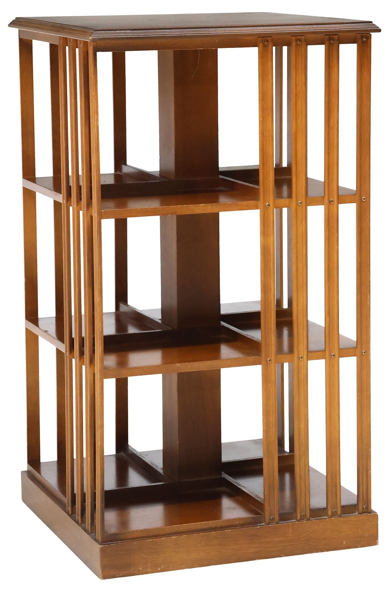 ENGLISH MAHOGANY & MARQUETRY ROTATING LIBRARY BOOKSTAND (1 of 4)